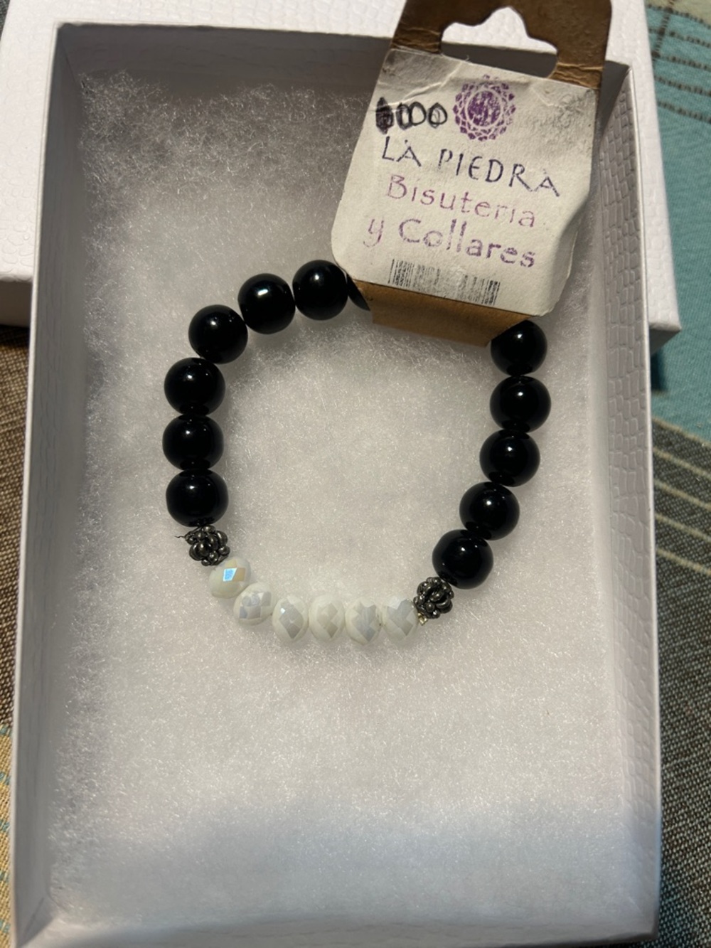 Black and White Beaded Bracelet